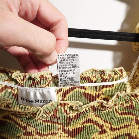 VTG Y2K Rene Margo Yellow Smocked Puff Sleeve Blouse Top 1X Coquette Boho‎ Femme - Picture 3 of 5